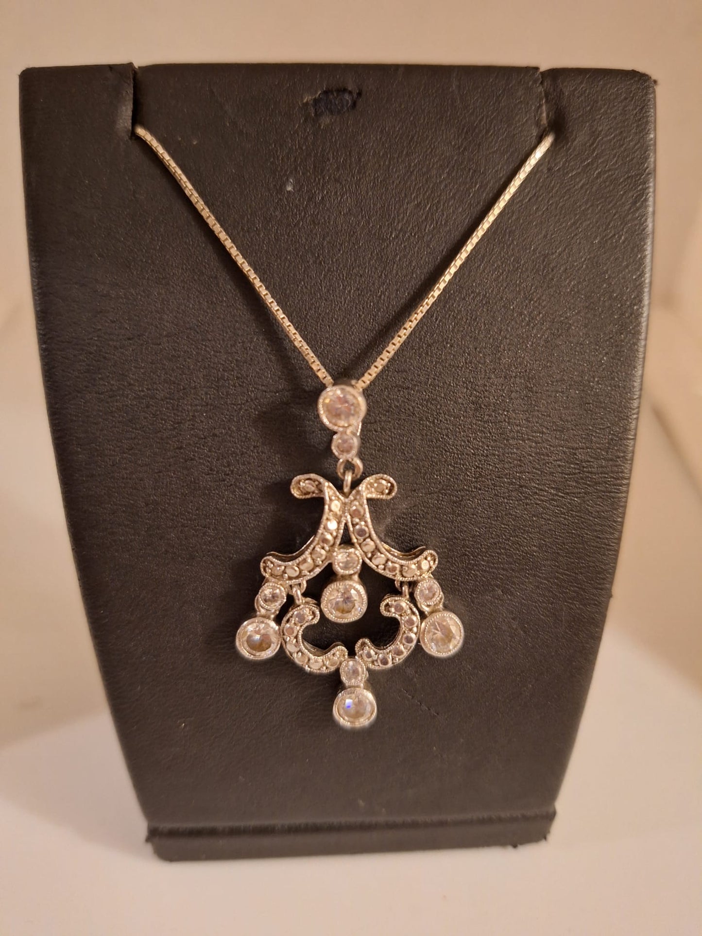 Vintage Silver and Cubic Zirconia set Pendant