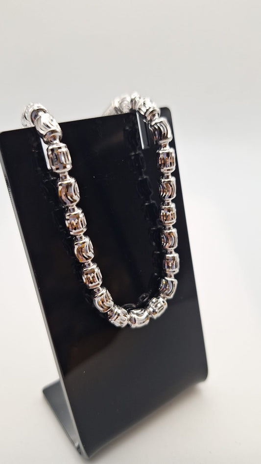 925 Silver and Rhodium plate Italian made Fancy link Bracelet