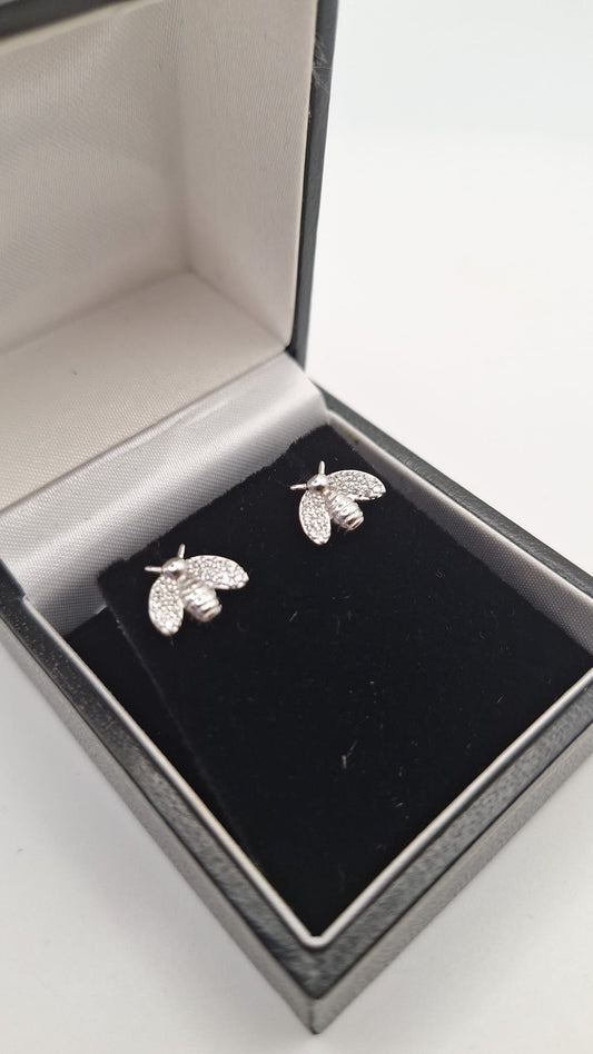 925 Silver and Cubic Zirconia set Bumblebee studs