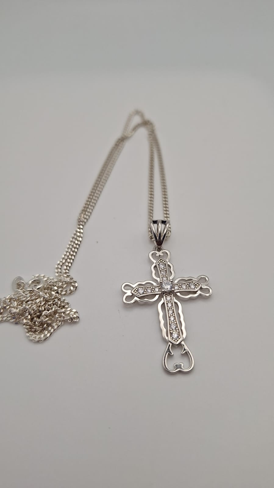 925 Silver and CZ set Cross and Chain