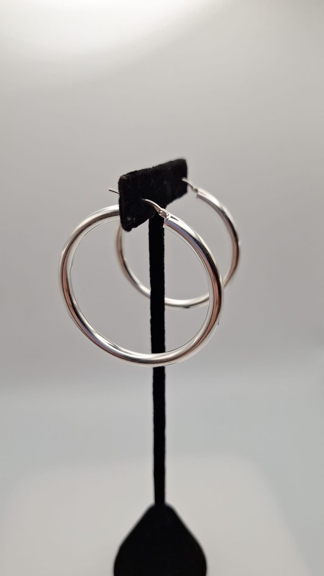 Large 925 Silver Twist Hoop Earrings