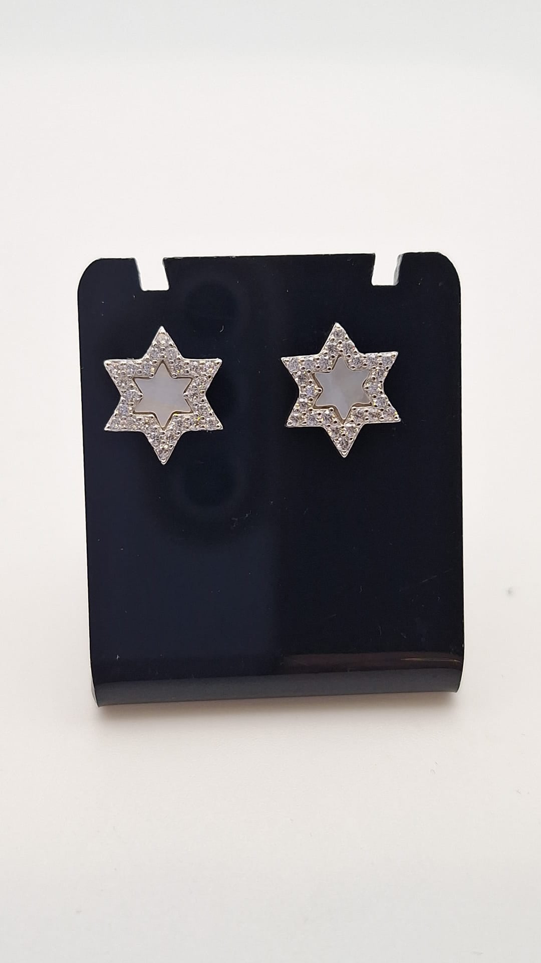 Silver and Mother of Pearl cubic zirconia set stud earrings