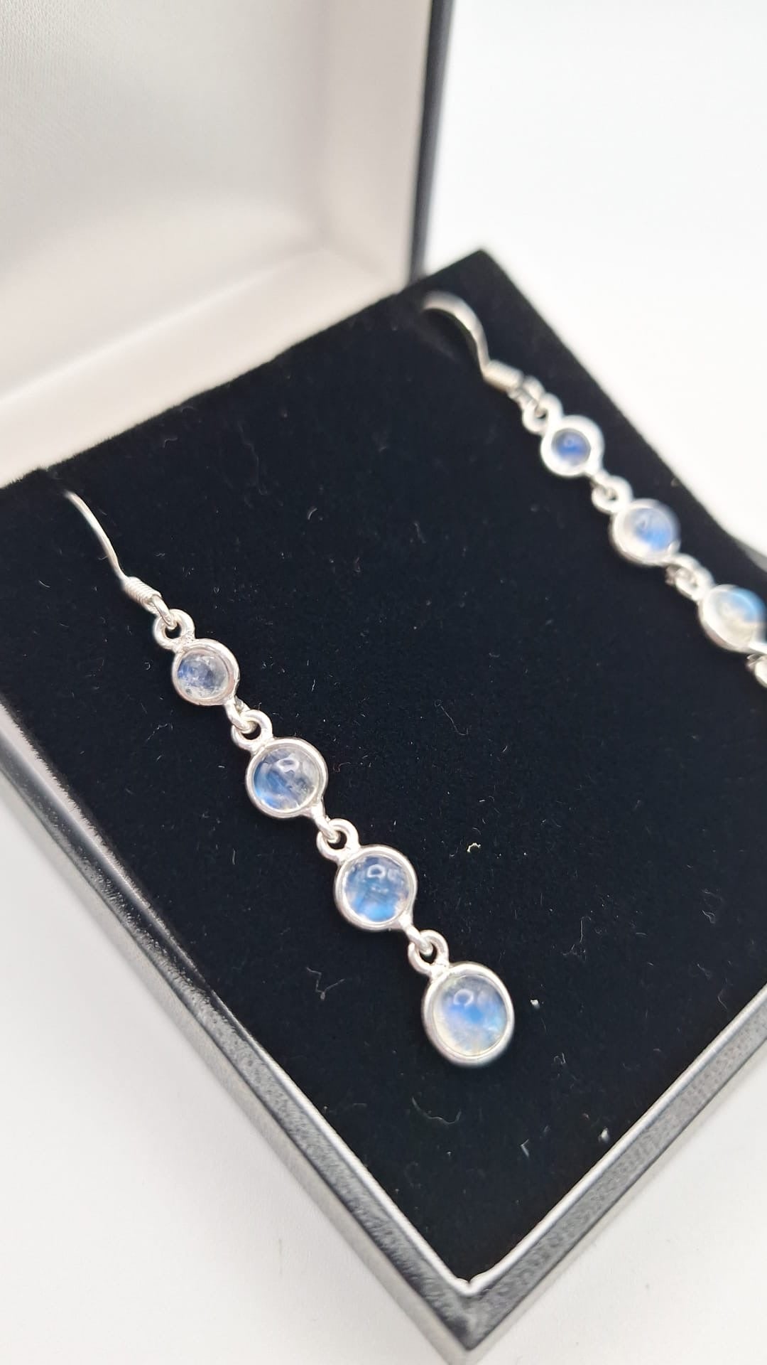 925 Sterling Silver 4 Moonstone drop earrings