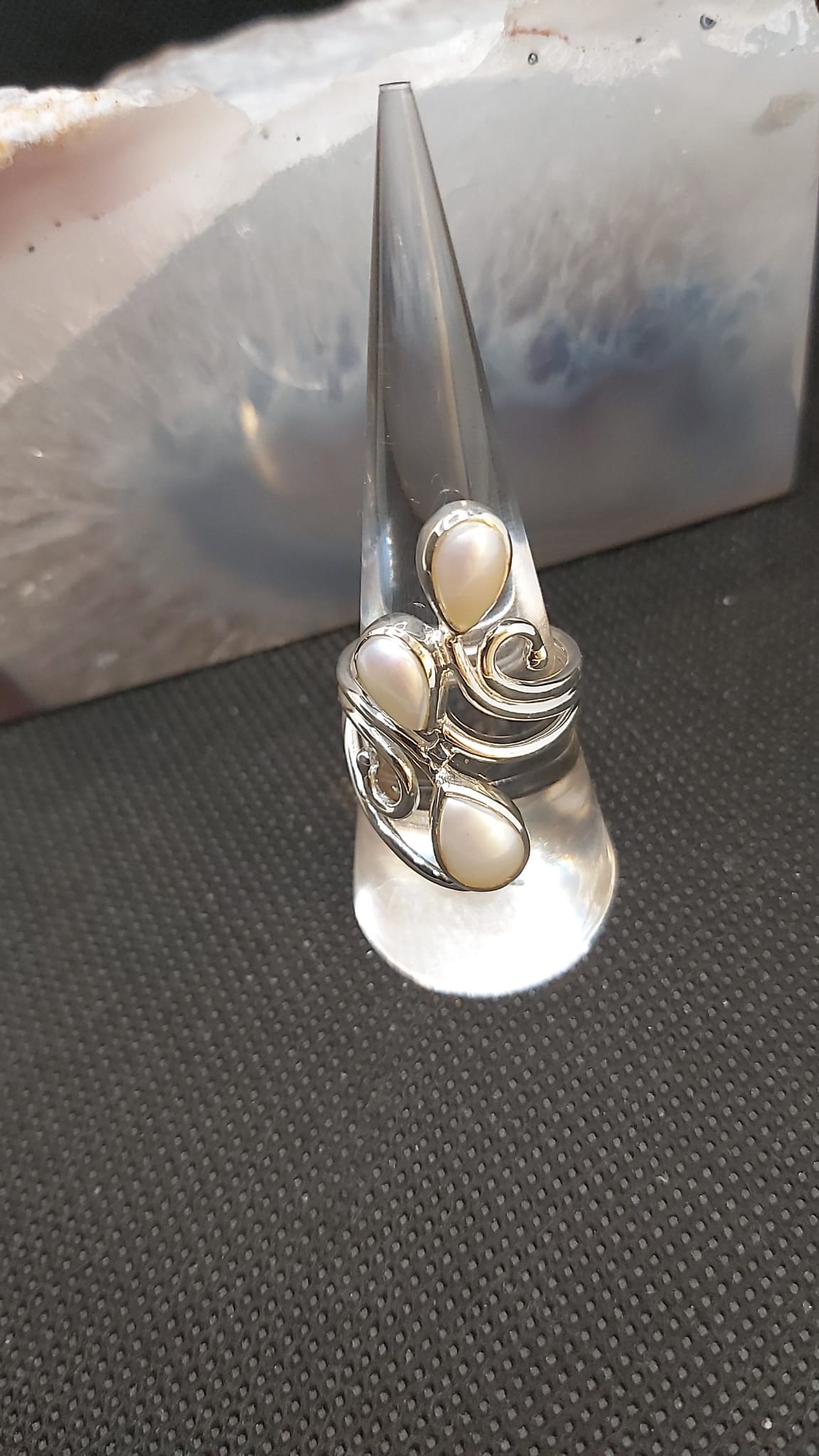 925 Silver and Freshwater Pearl Dress Ring Size P
