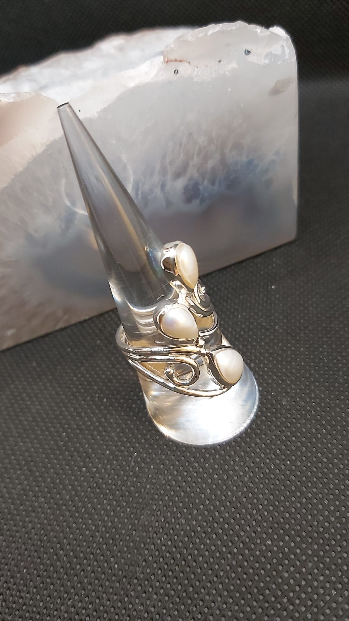 925 Silver and Freshwater Pearl Dress Ring Size P
