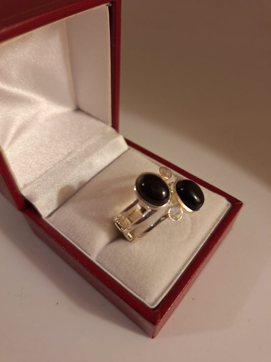 925 Silver Black Onyx Dress Ring