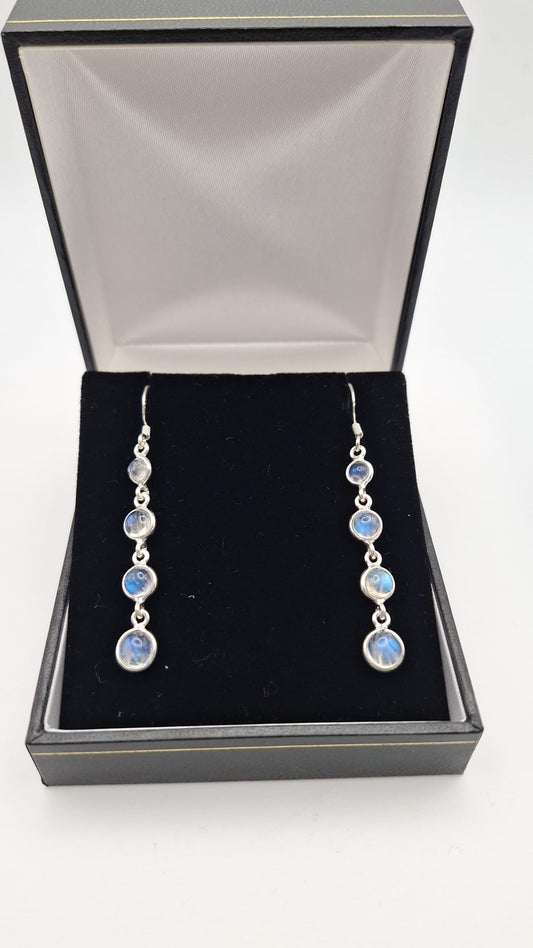925 Sterling Silver 4 Moonstone drop earrings