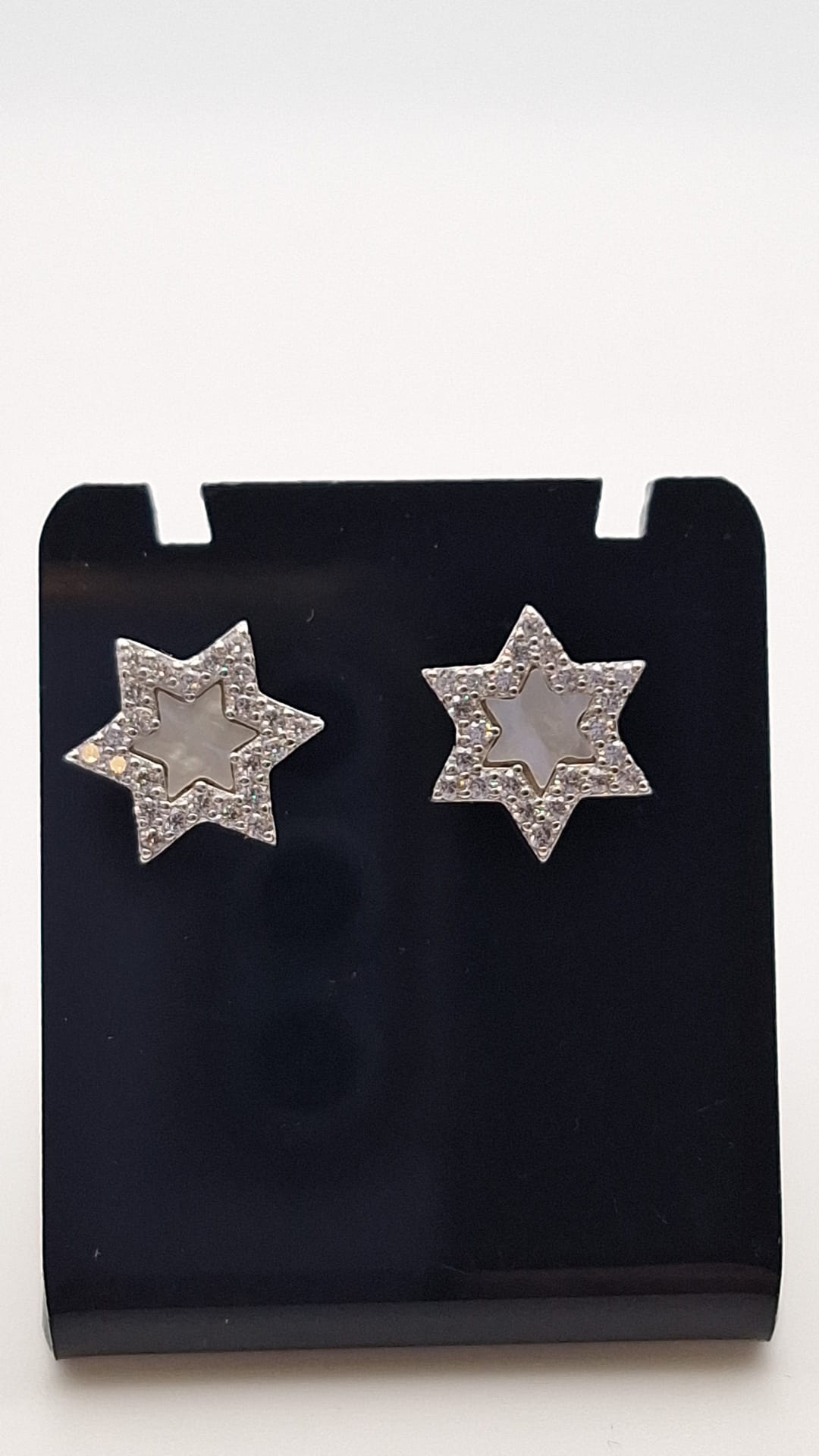 Silver and Mother of Pearl cubic zirconia set stud earrings