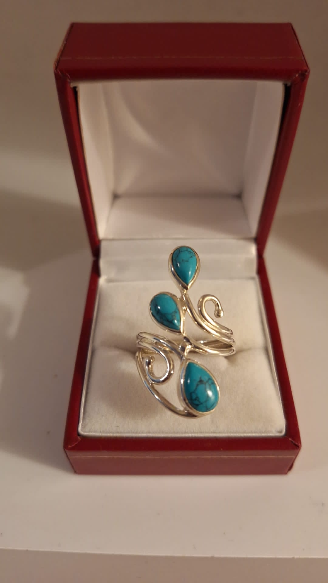 925 Silver and Turquoise Tear drop dress Ring