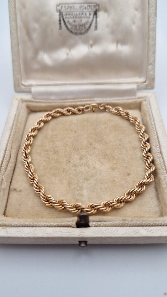 9ct Gold Rope Bracelet