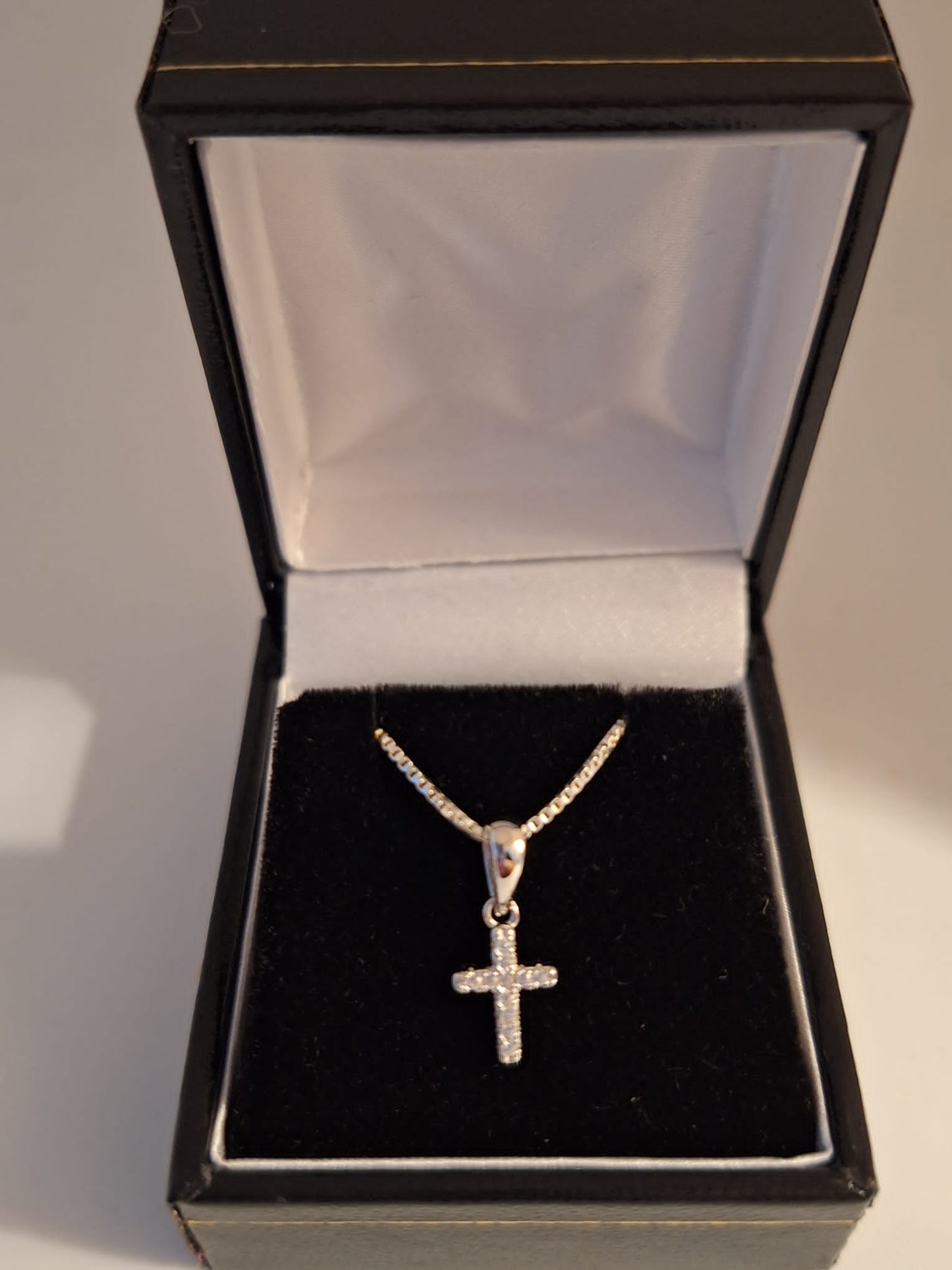 925 Silver and CZ Cross with 18 inch chain