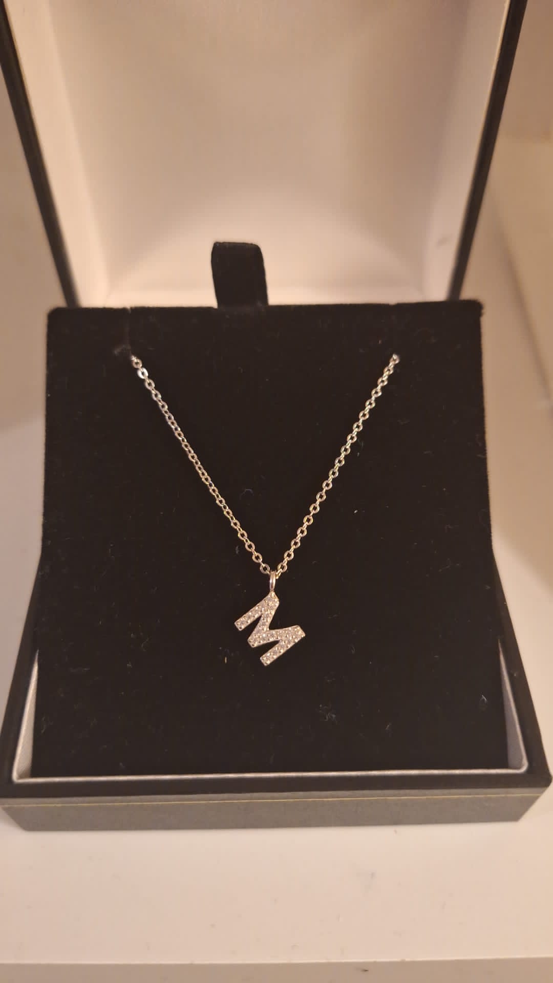 925 Silver Cubic Zirconia Initial Pendant and Chain