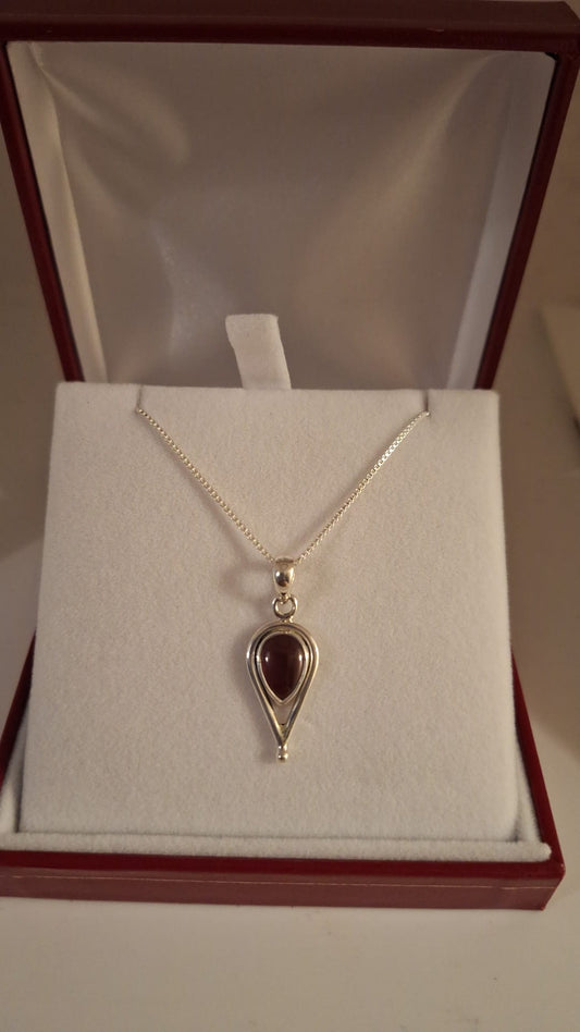 925 Silver and Garnet pendant and chain