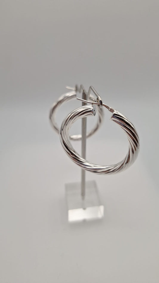 Hollow 925 Sterling Silver Twist hoop earrings