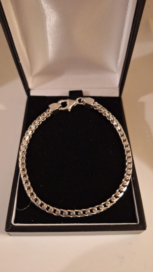925 Silver and Rhodium plated Franco Link ladies Bracelet