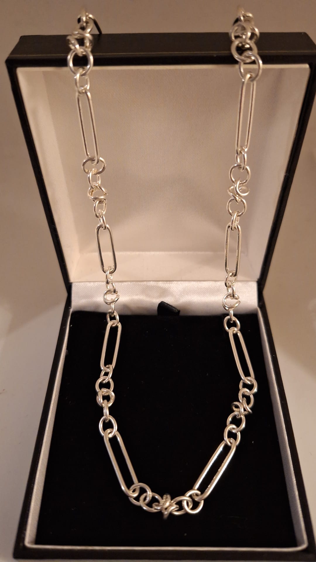 925 Solid Silver fancy link necklace