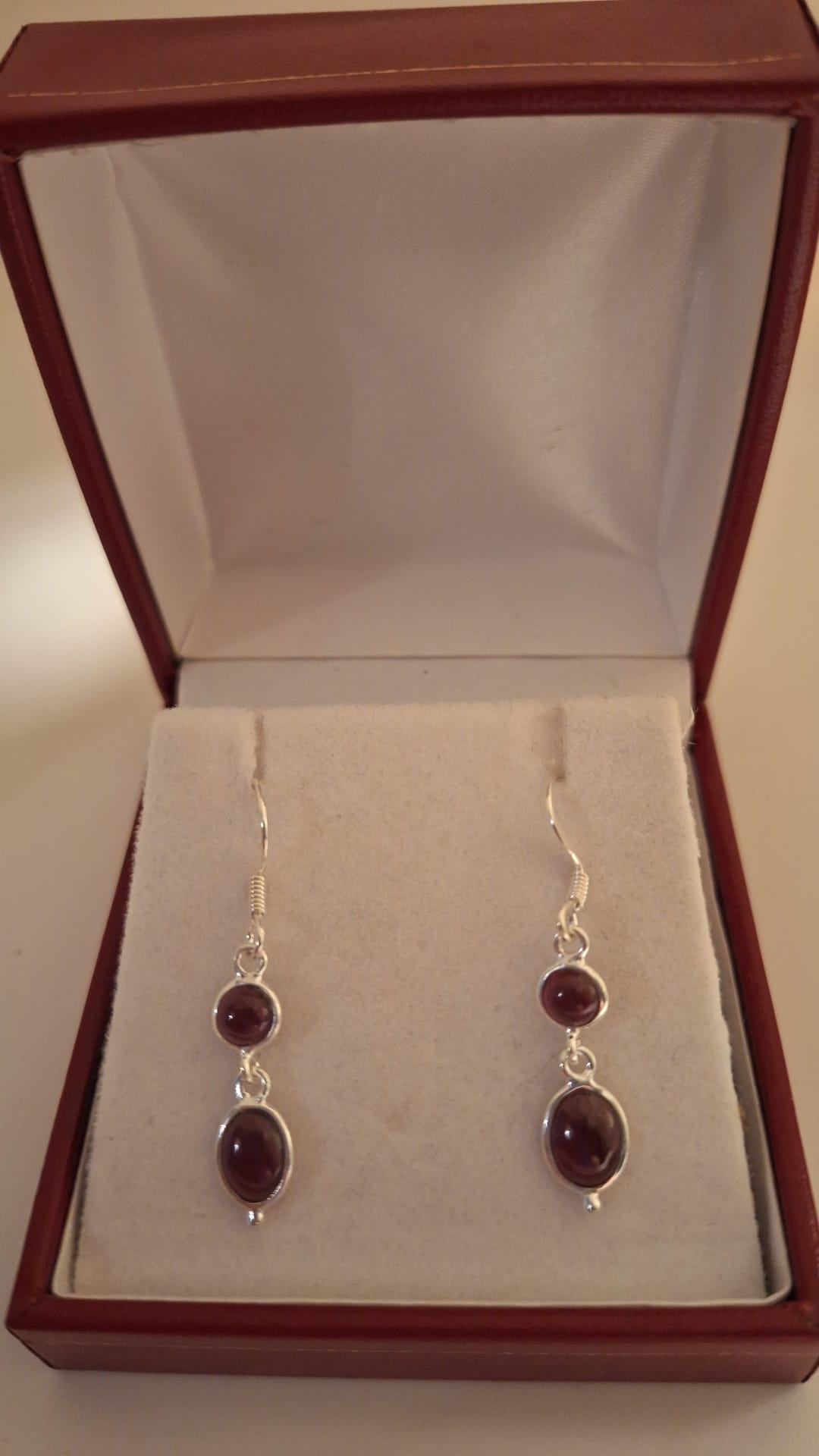 925 Silver Garnet drop earrings