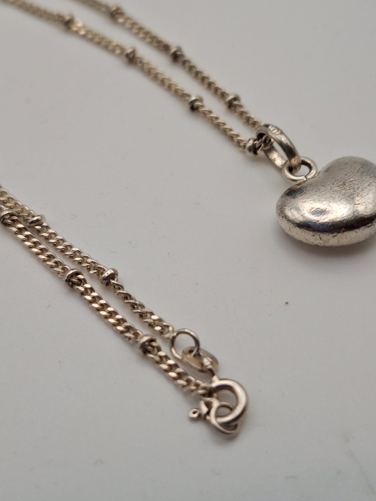 Solid 925 Silver Links of London Heart pendant with a Silver Curb & bead Chain