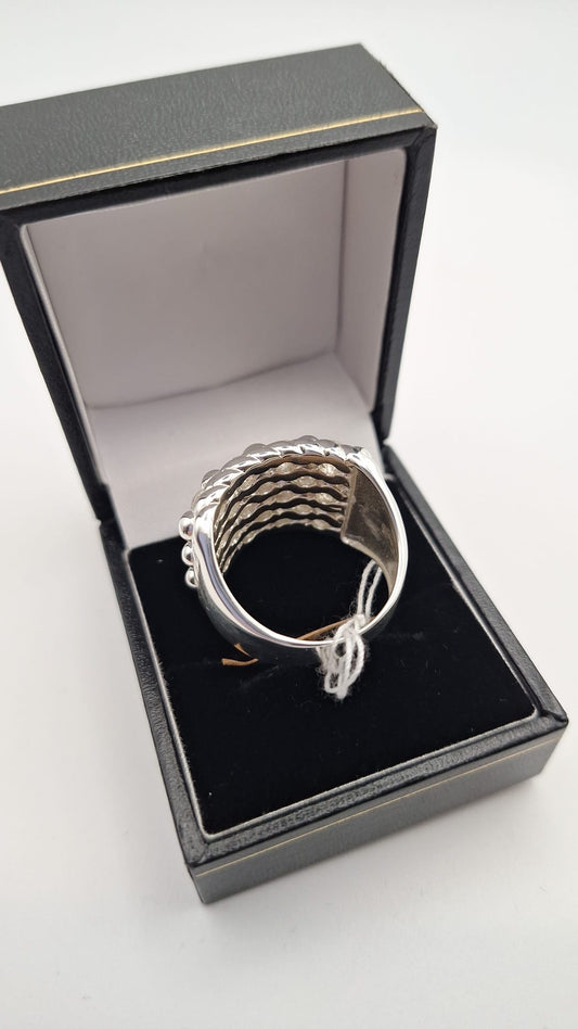 Heavy Solid Silver Cubic Zirconia set Keeper ring