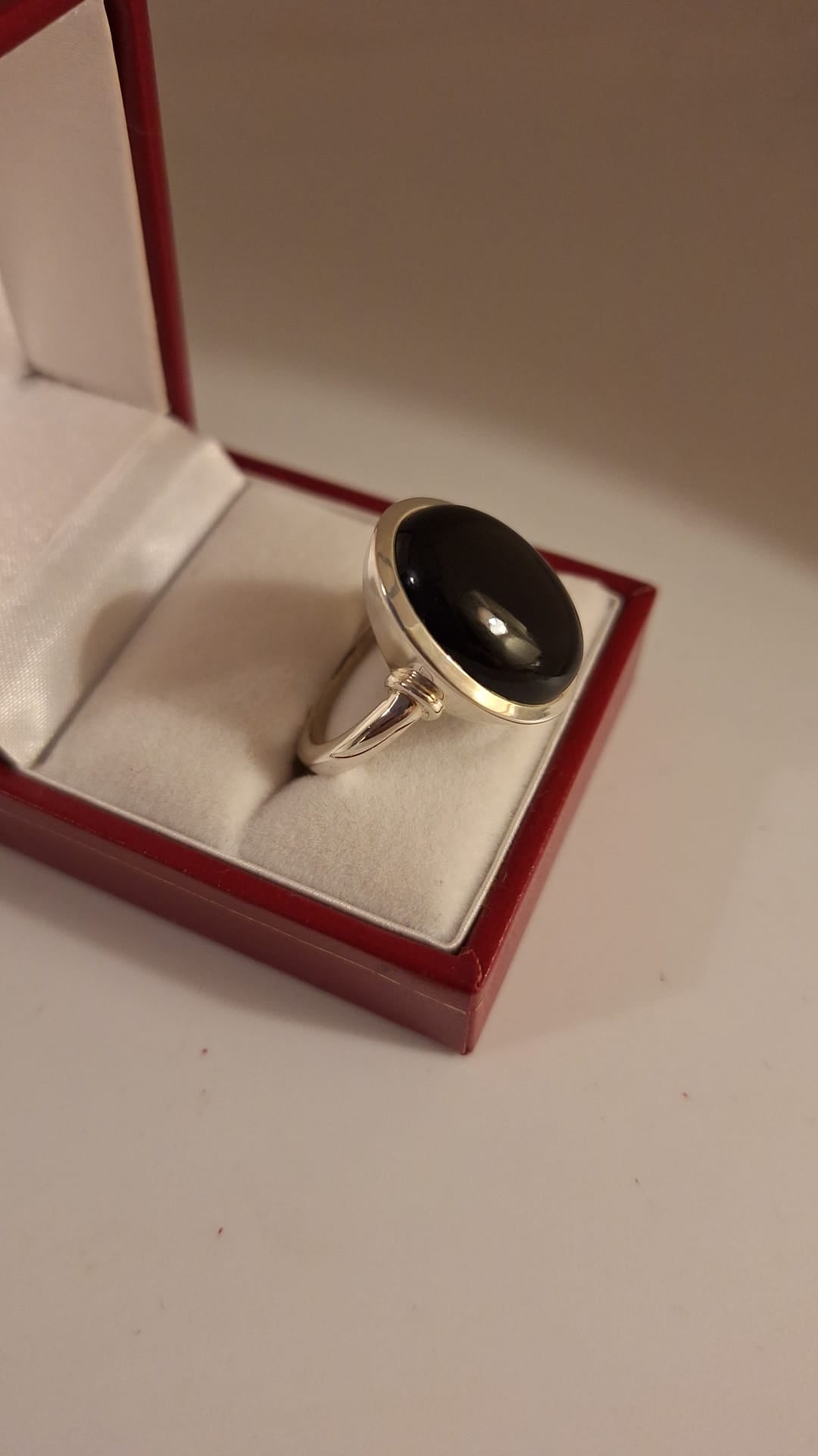 925 Silver and Oval Black Onyx Dress Ring