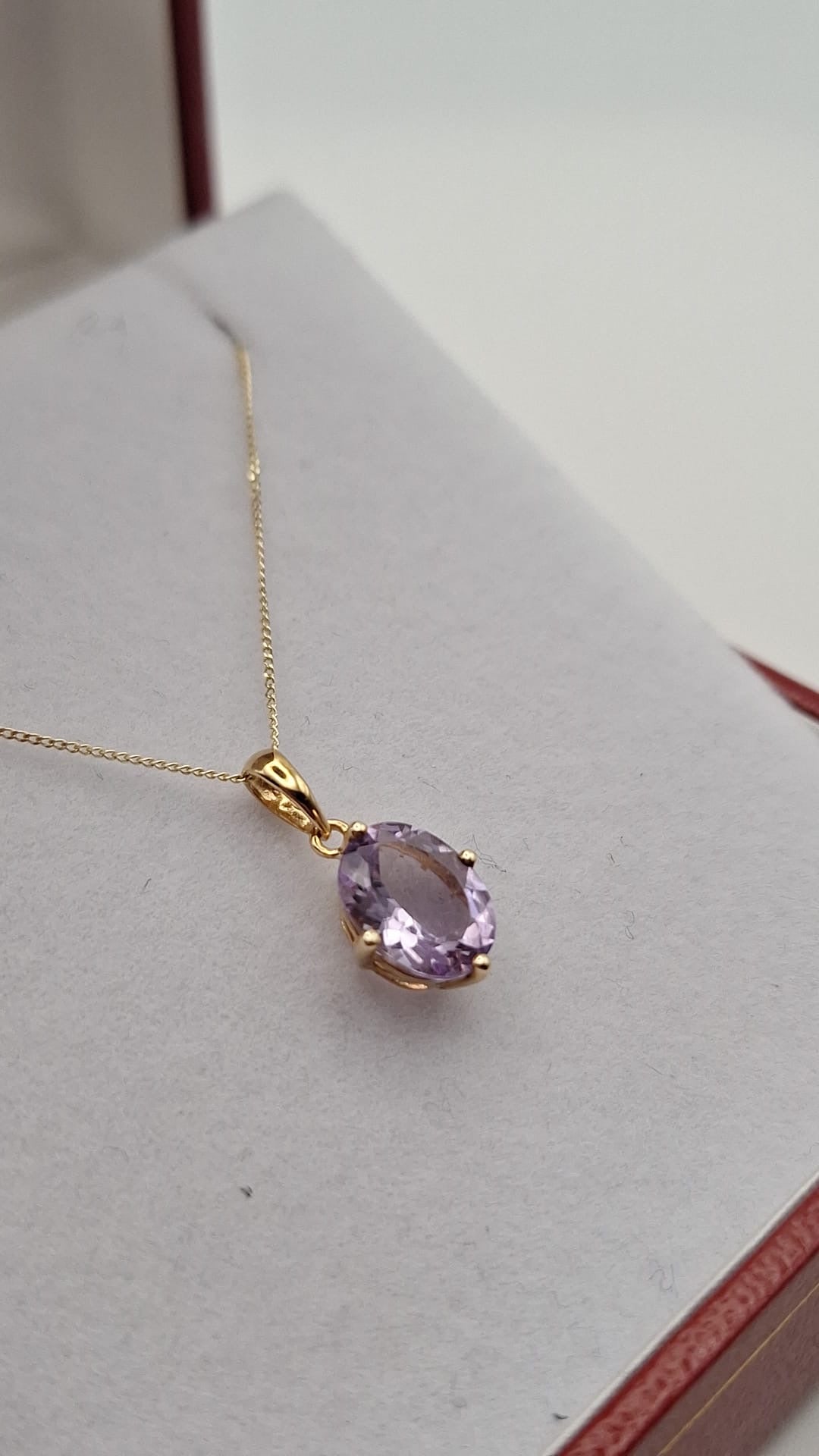 9ct Gold Amethyst Pendant and 18 inch Curb Chain