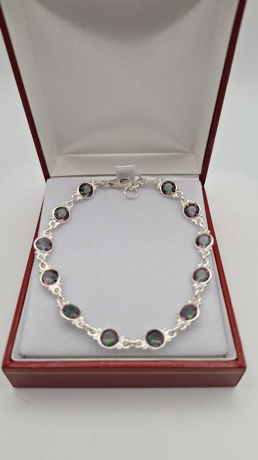 925 Sterling Silver Mystic Topaz Gemset Bracelet
