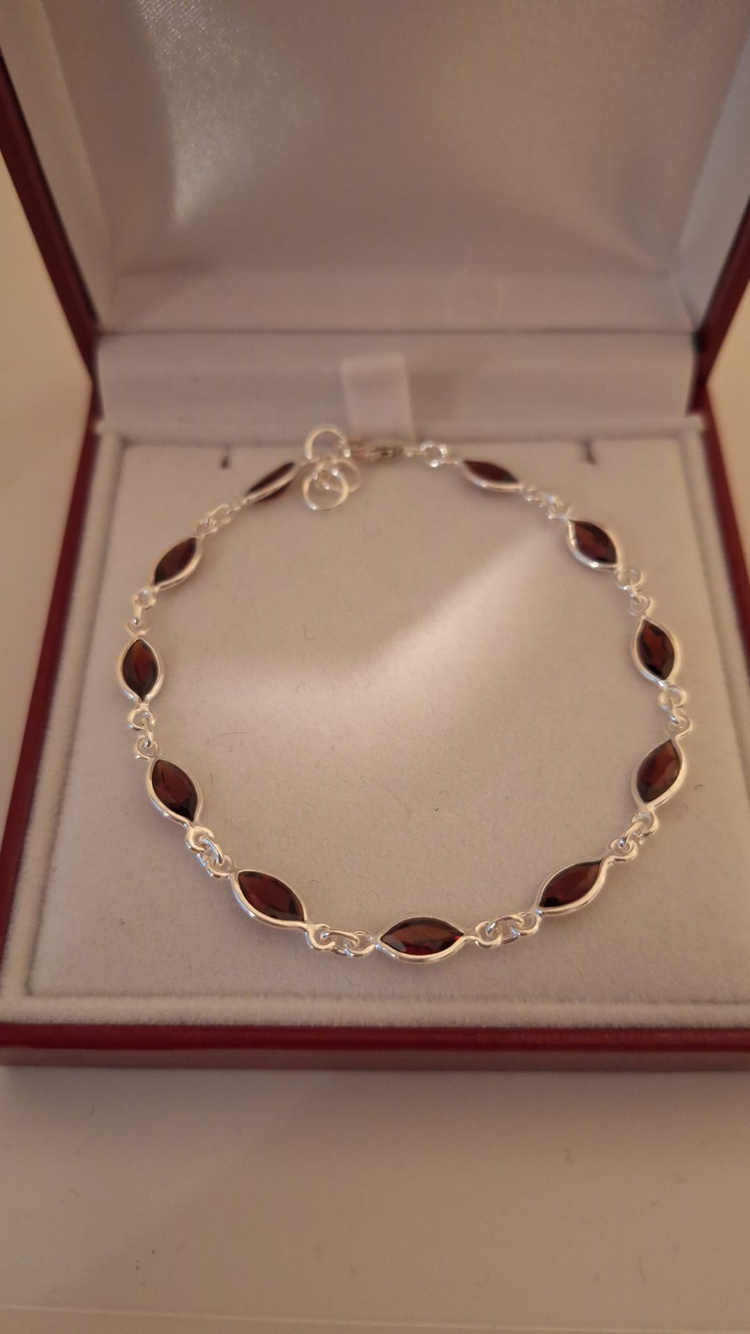 925 Silver Garnet 11 stone Marquis cut Bracelet