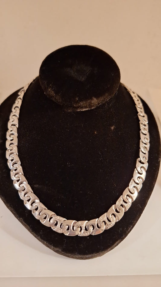 925 Solid Silver Heavy fancy Curb Necklace