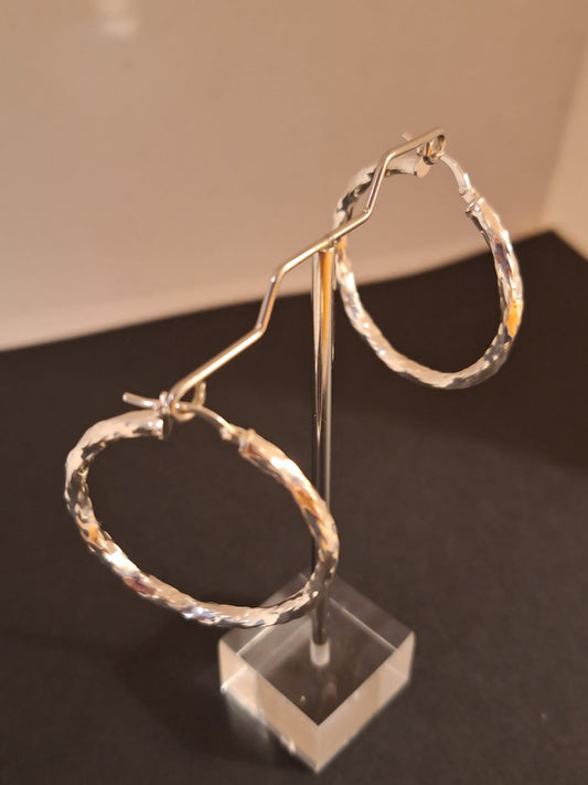 925 Silver twist hoop Earrings