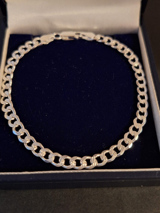 925 Silver Pave Ladies Curb Bracelet