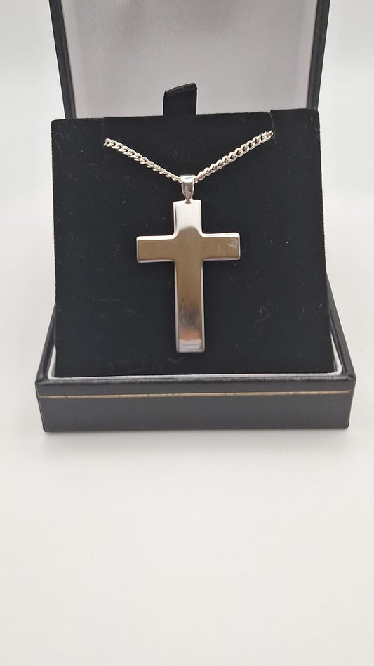 925 Chunky Silver Cross and Chain