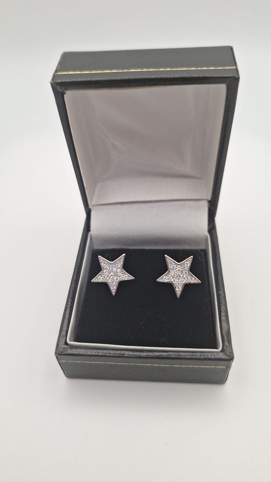 925 Silver and CZ set Star stud Earrings