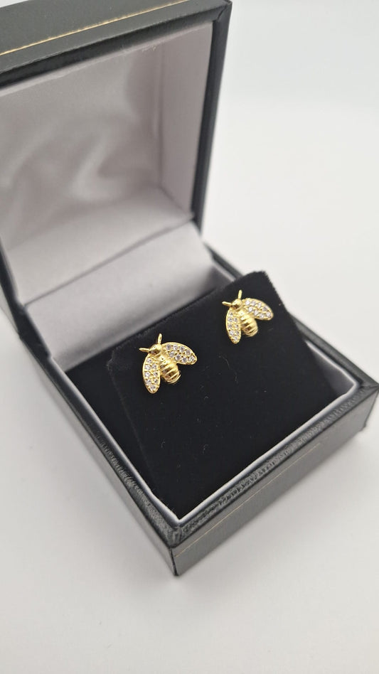 14ct Gold Plated and Silver Bumblebee stud earrings