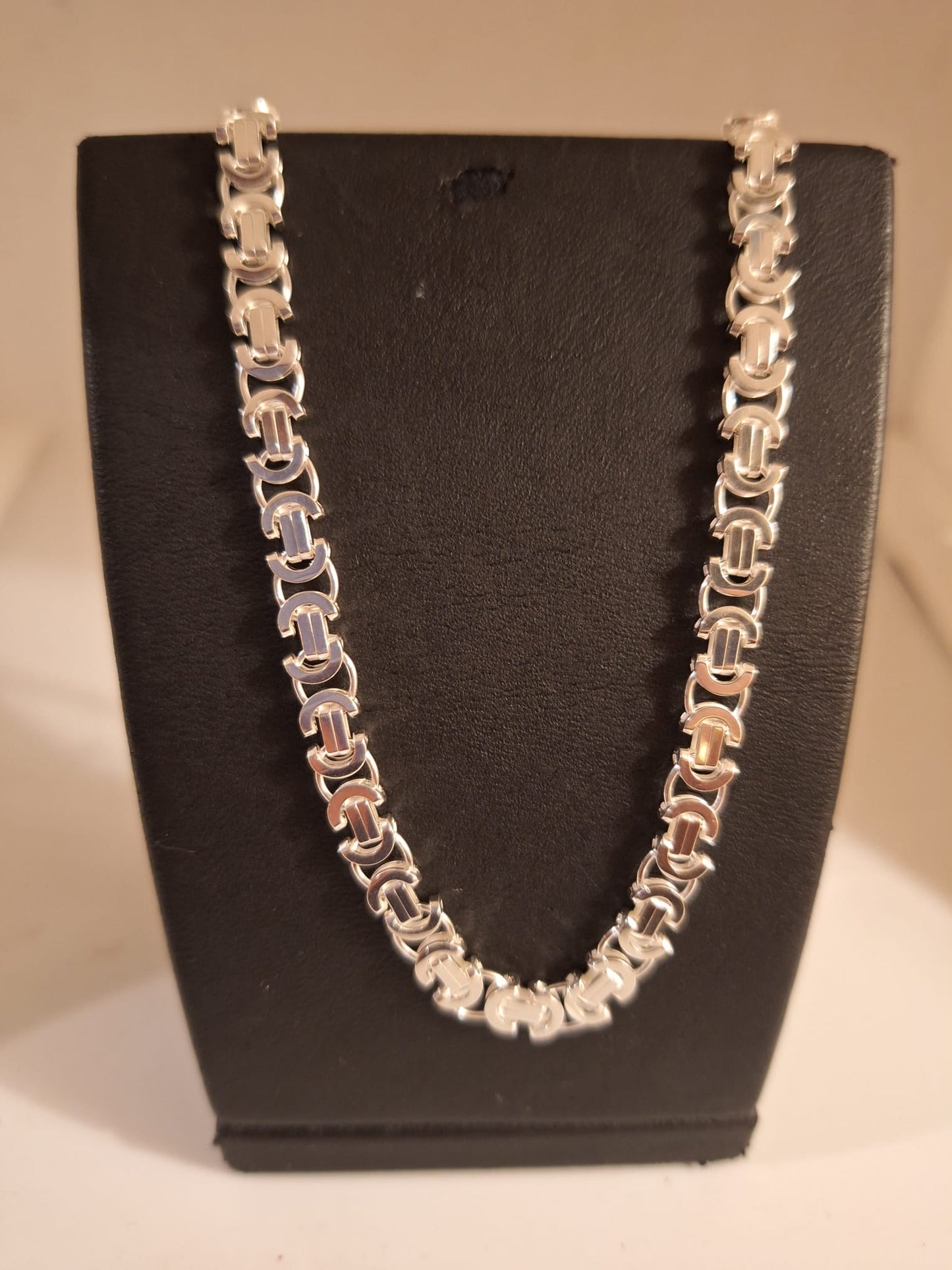 925 Solid Silver Byzantine Flat Link Necklace