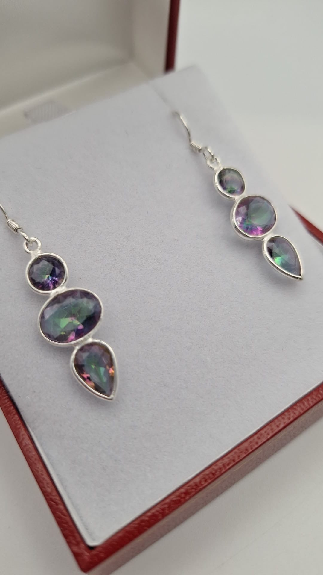 925 Sterling Silver and Mystic Topaz drop Earrings