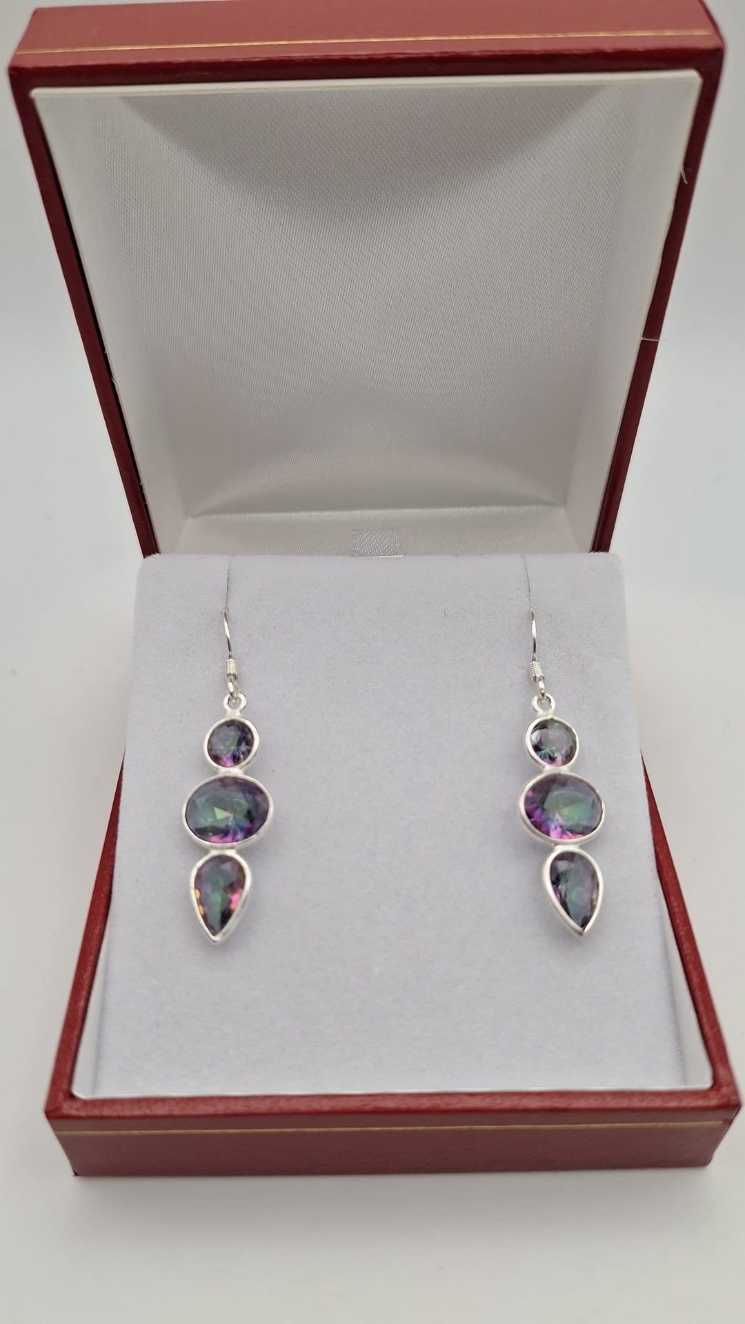 925 Sterling Silver and Mystic Topaz drop Earrings