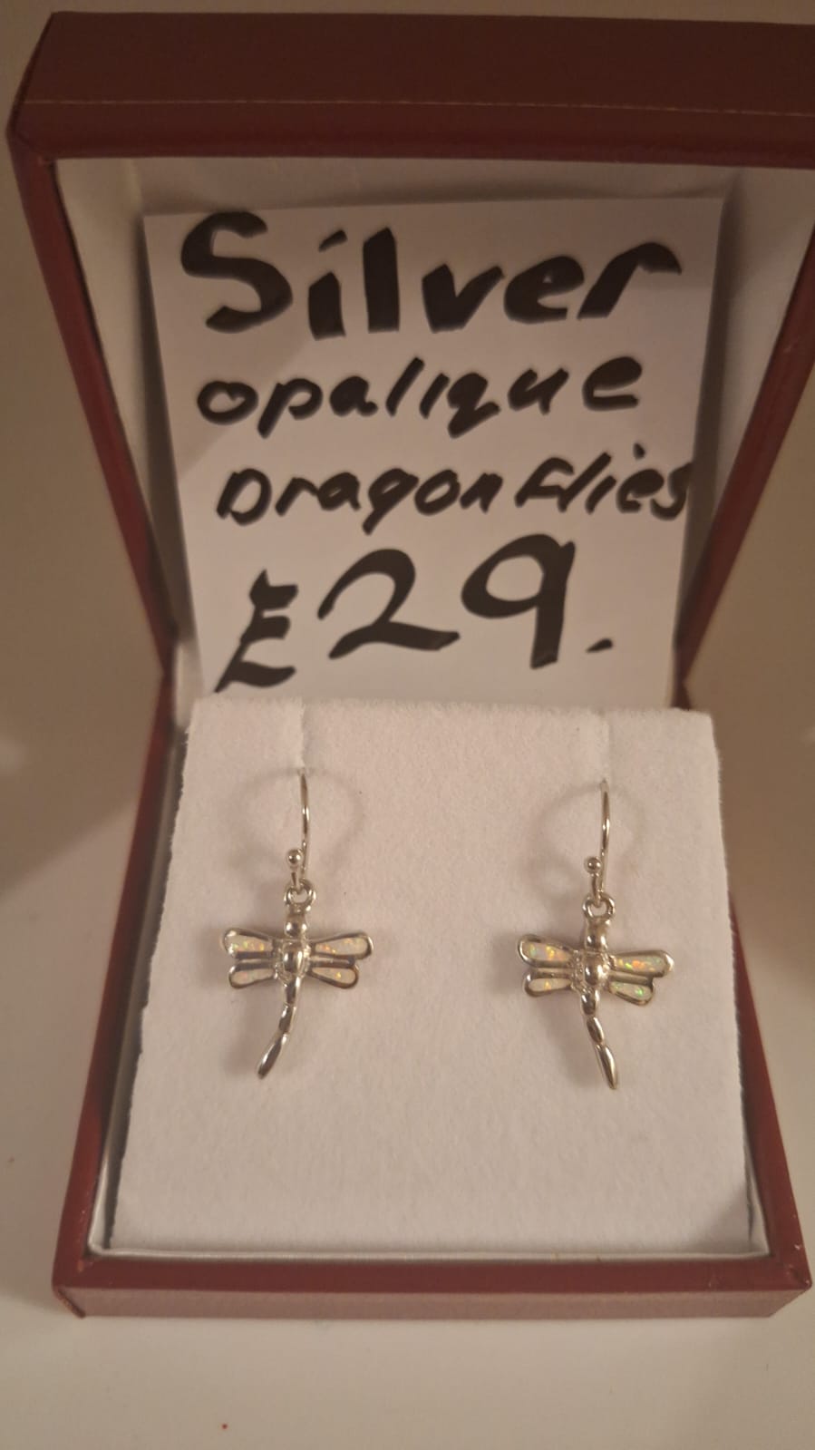 925 Silver and Opalique Dragonfly Earrings