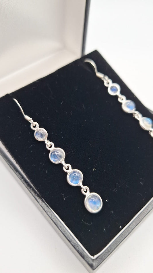 925 Sterling Silver 4 Moonstone drop earrings