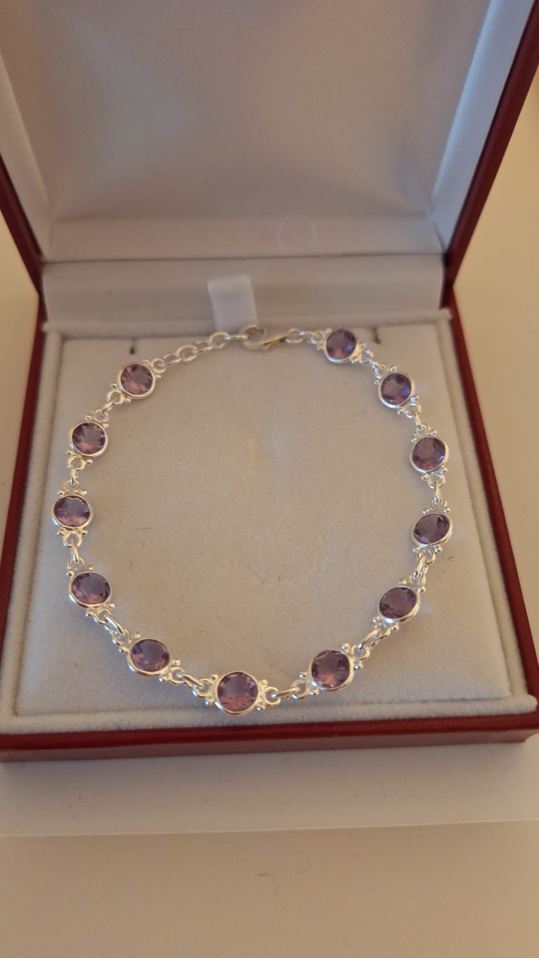 925 Silver and Amethyst 12 stone Bracelet