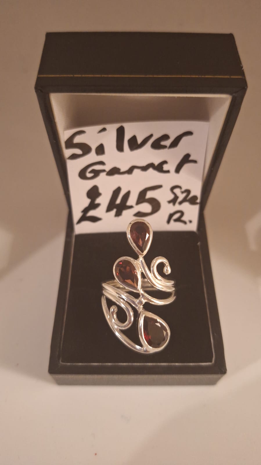 925 Silver and Garnet Dress ring