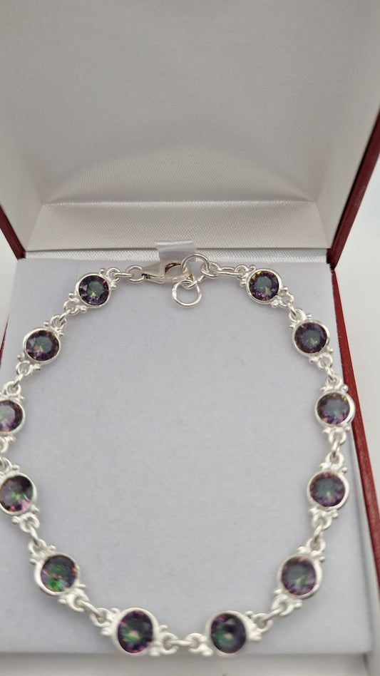 925 Sterling Silver Mystic Topaz Gemset Bracelet