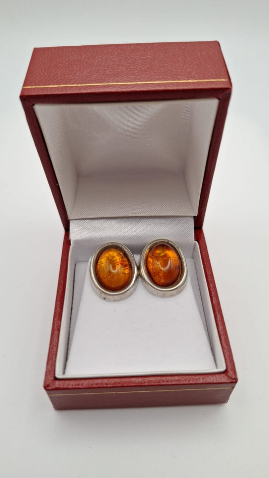Pre Owned Silver and Amber Earrings