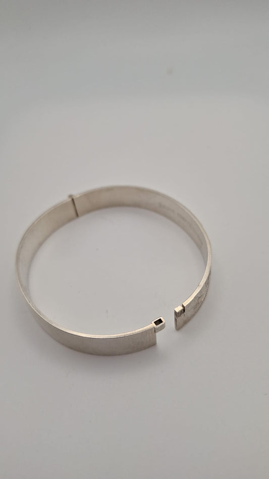 925 Solid Silver Engraved Bangle